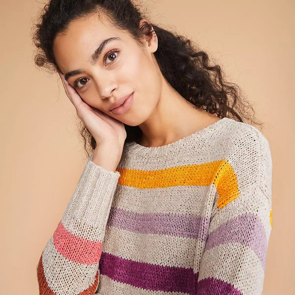 Lou & Grey Colorline Stripe Knit Sweater Multicolor Sz XS NWT